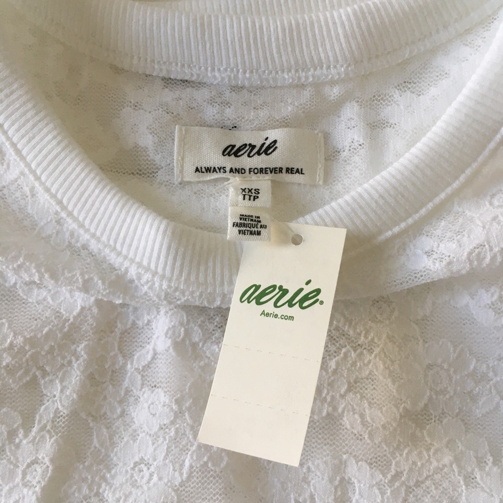 AERIE NWT Women's White Lace Top - Picture 12 of 12